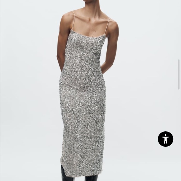 Zara Sequin Slip Dress - Picture 1 of 4